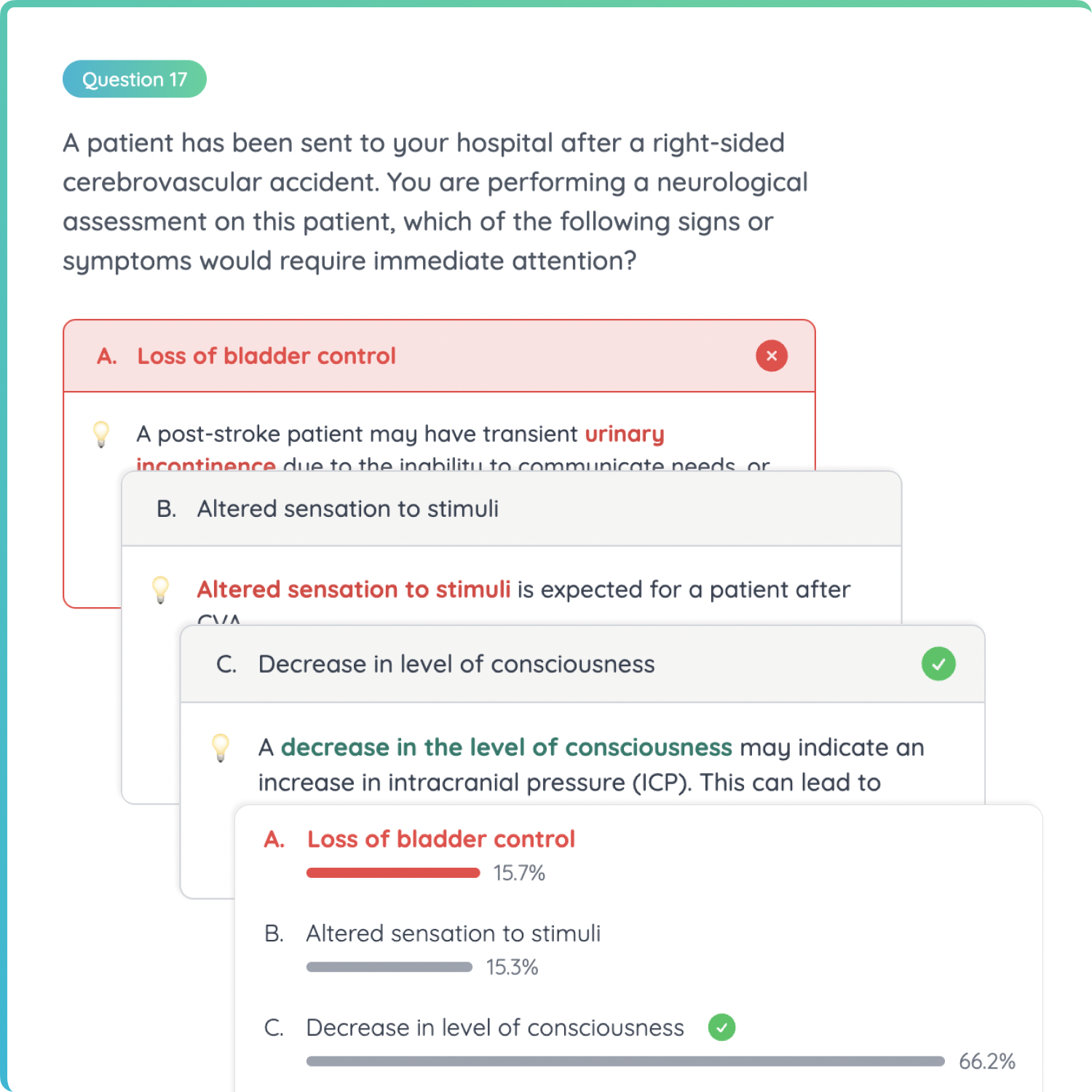 Every question comes with answers and detailed explanations with key learning points highlighted. You will receive real-time feedback after attempting a question.