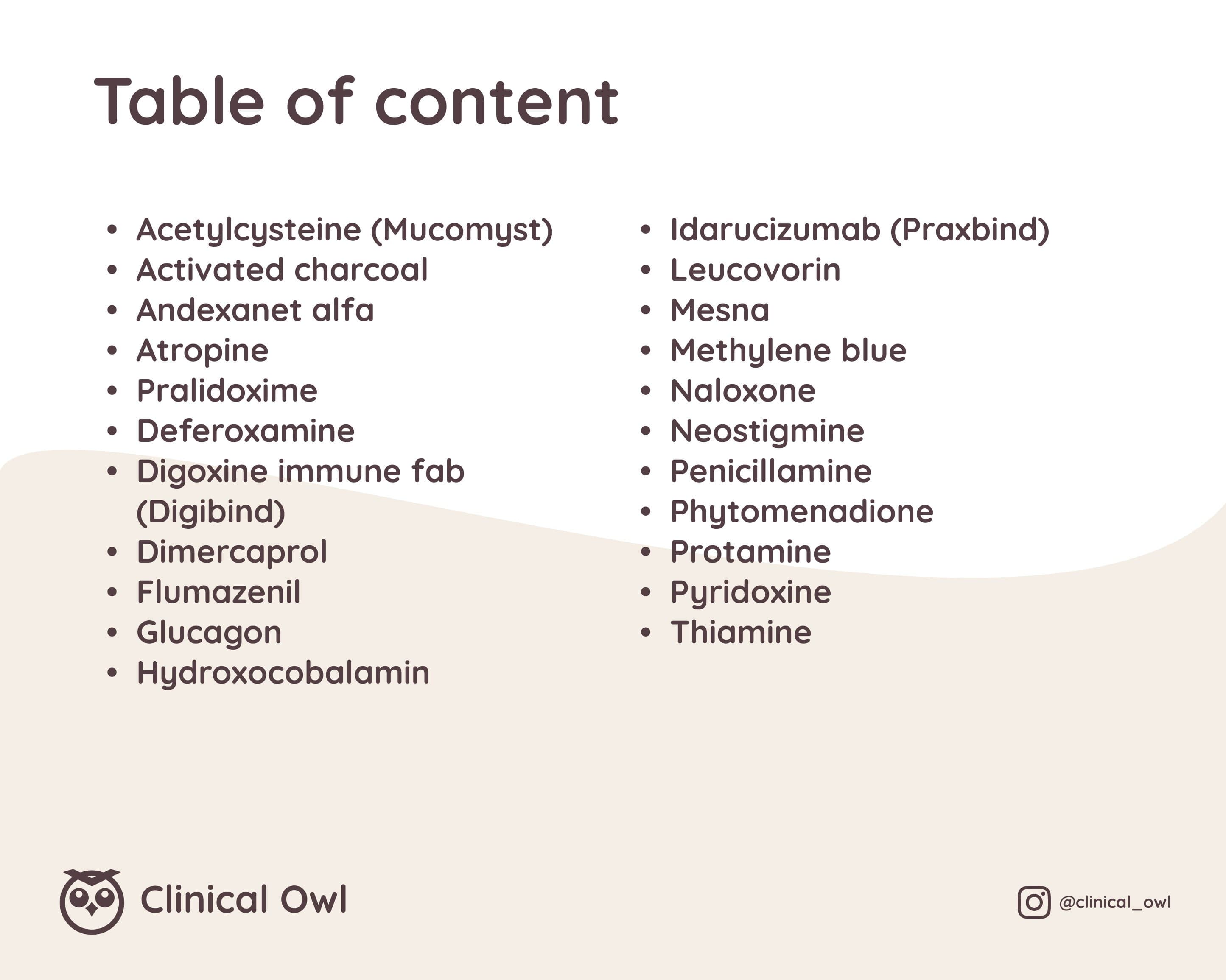 Here is all the antidotes covered in this 1-pager cheat sheet