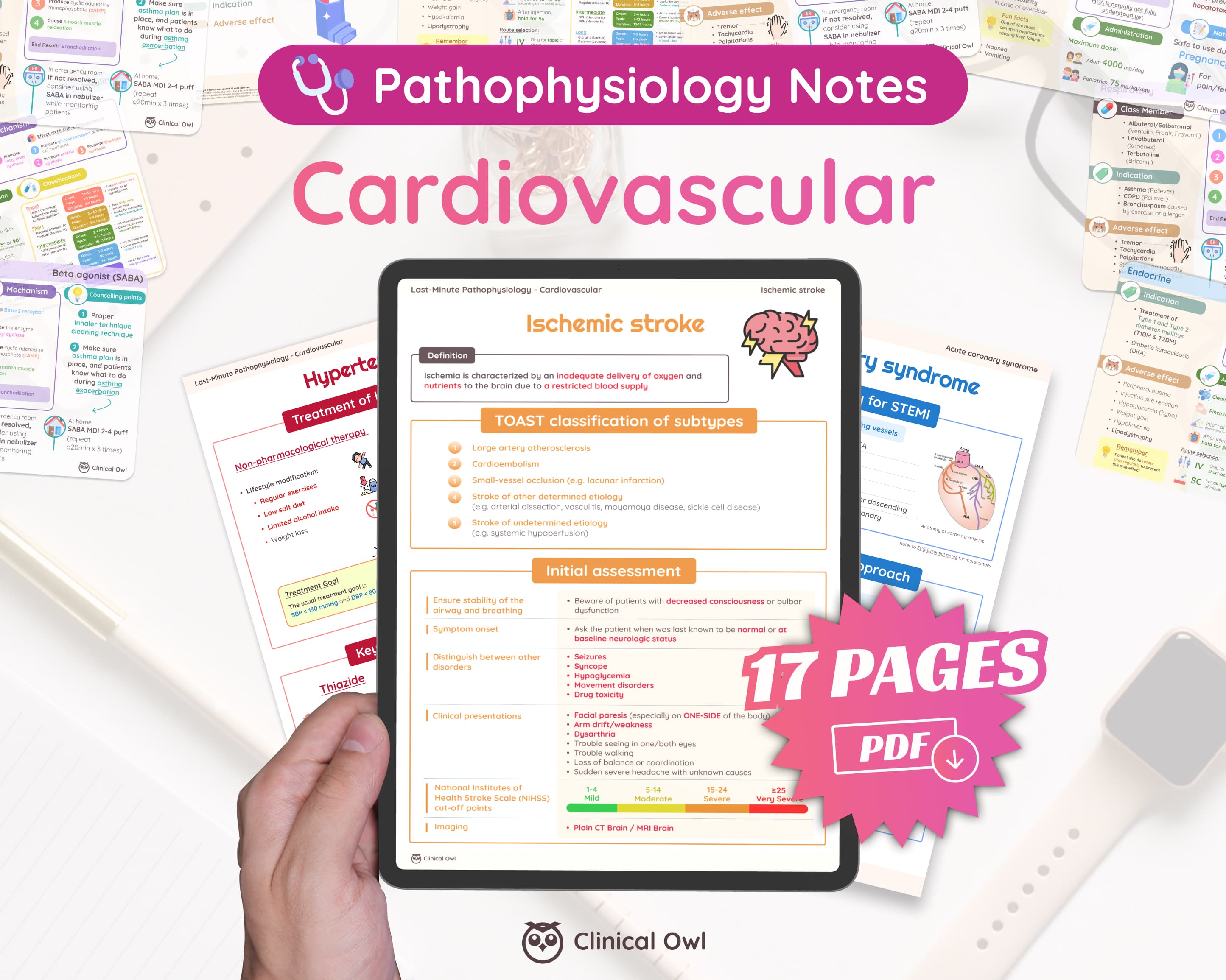 This 17 pages cardiovascular pathophysiology last minute notes includes 8 cardiovascular diseases summary